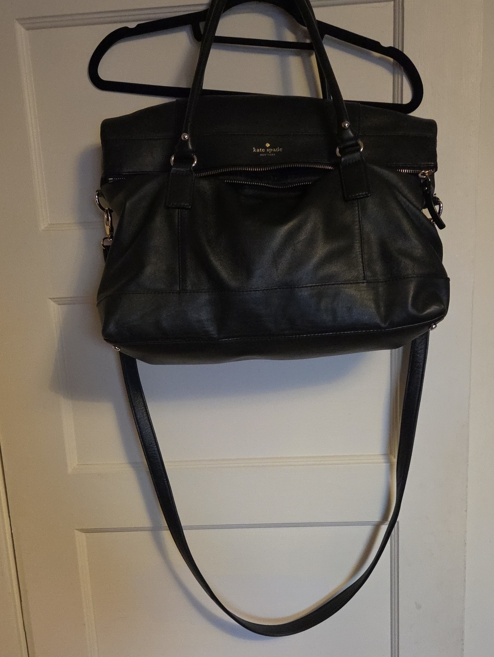 kate spade black shoulder tote with detachable strap